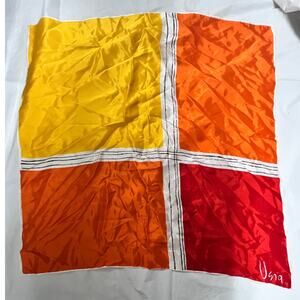 Vintage Vera Neumann Scarf - Signed - Red Orange Yellow Abstract - 27"